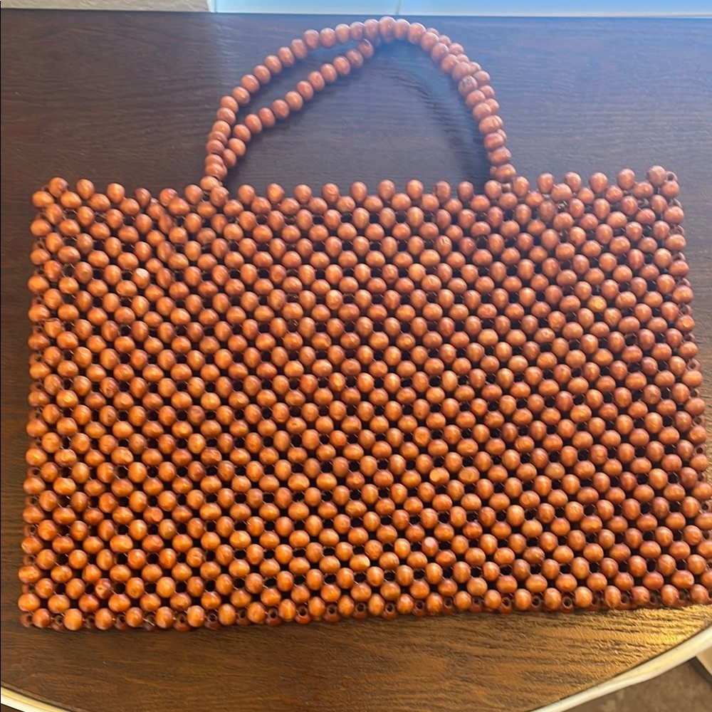Brown Beaded Handbag